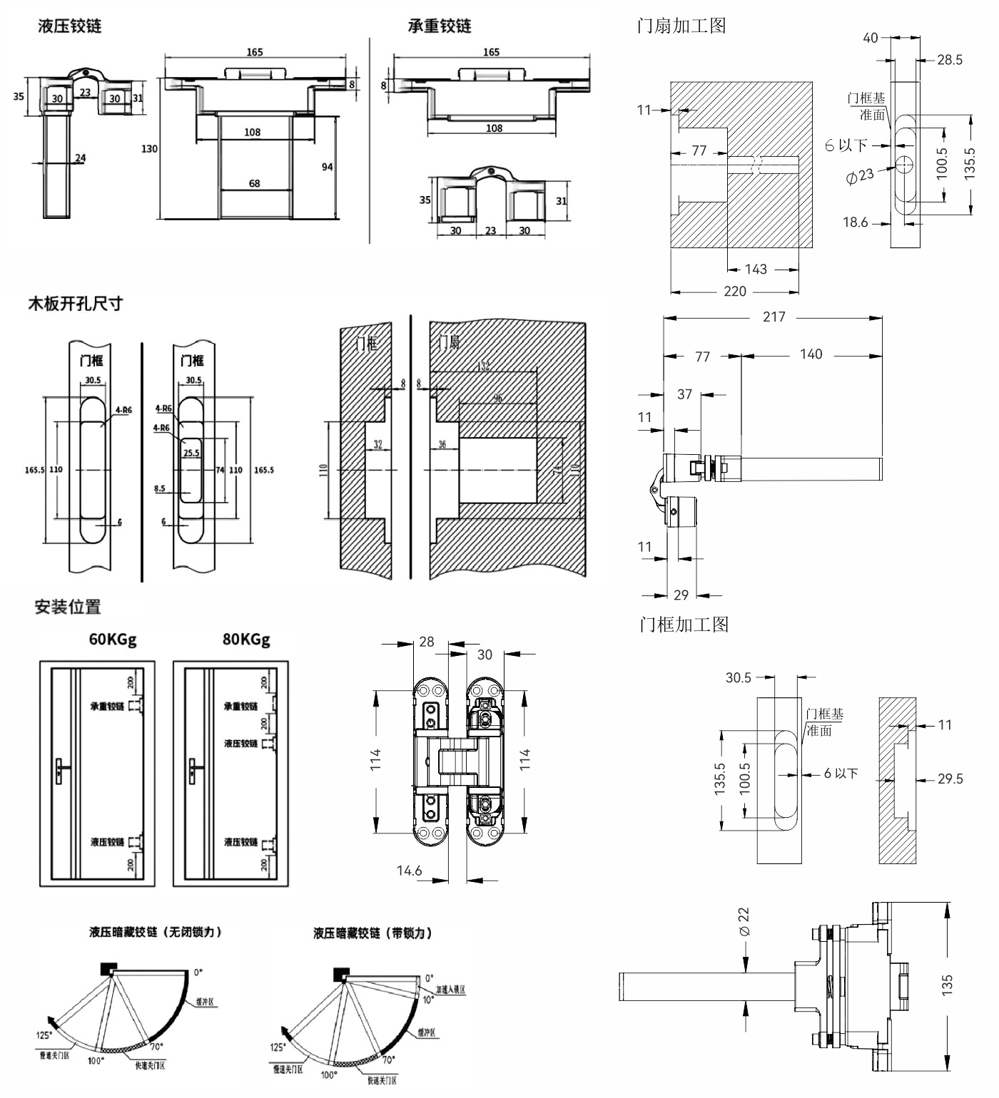 1001-80一真二假二维可调液压合页